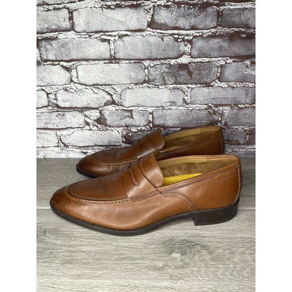 COLE HAAN GRAND. OS Brown Leather Penny Loafers Dress Shoes Men’s Sz 13M US/46EU - Picture 1 of 16